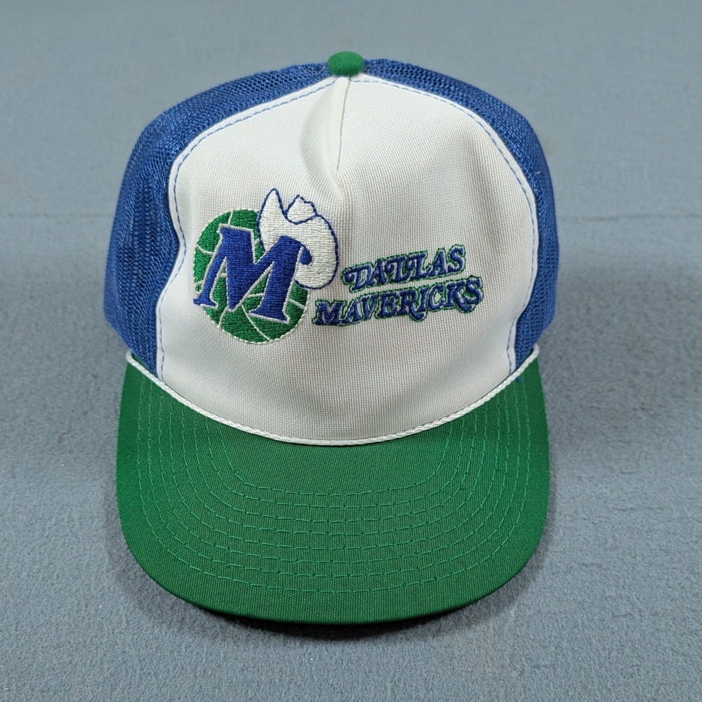 Dallas Mavericks Trucker Hat Mens M/L Vintage Blue‎ Green Snapback Mesh NBA